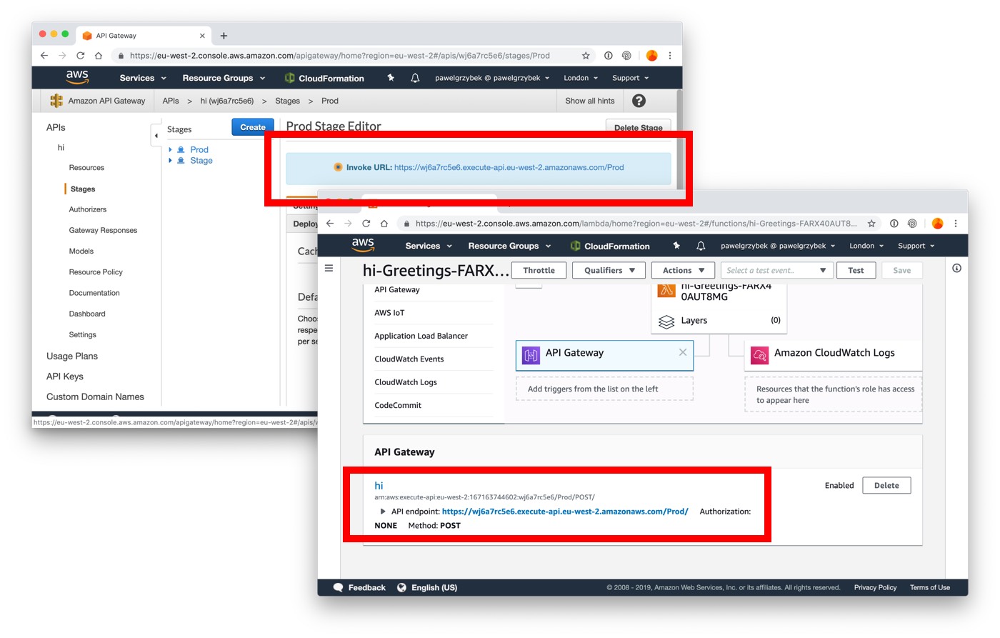 AWS Gateway API — find and endpoint that triggers Lambda function