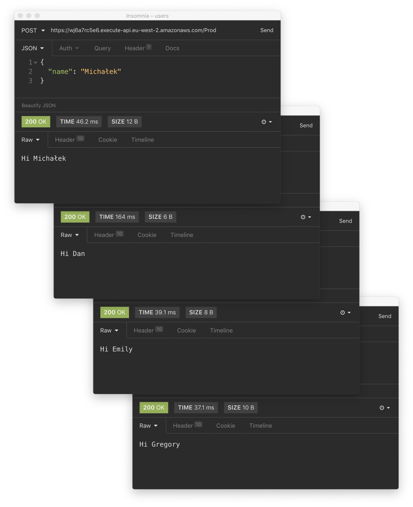 The result of our first serverless application