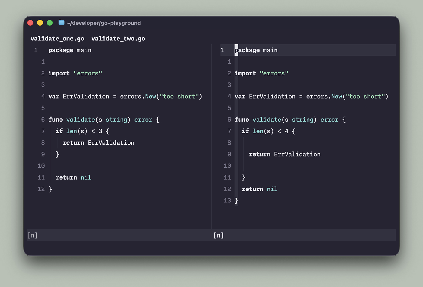 Preview of two almost identical files