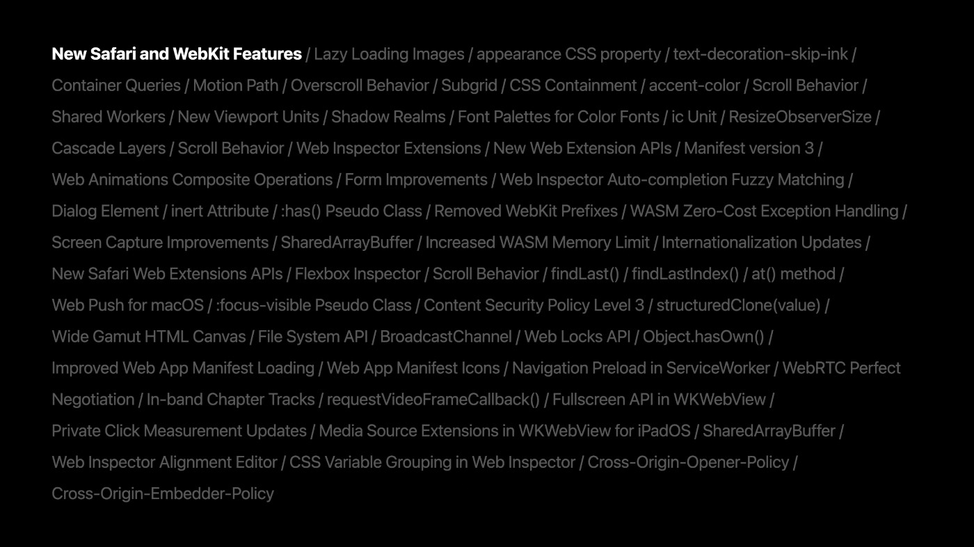 Some news in Safari 16