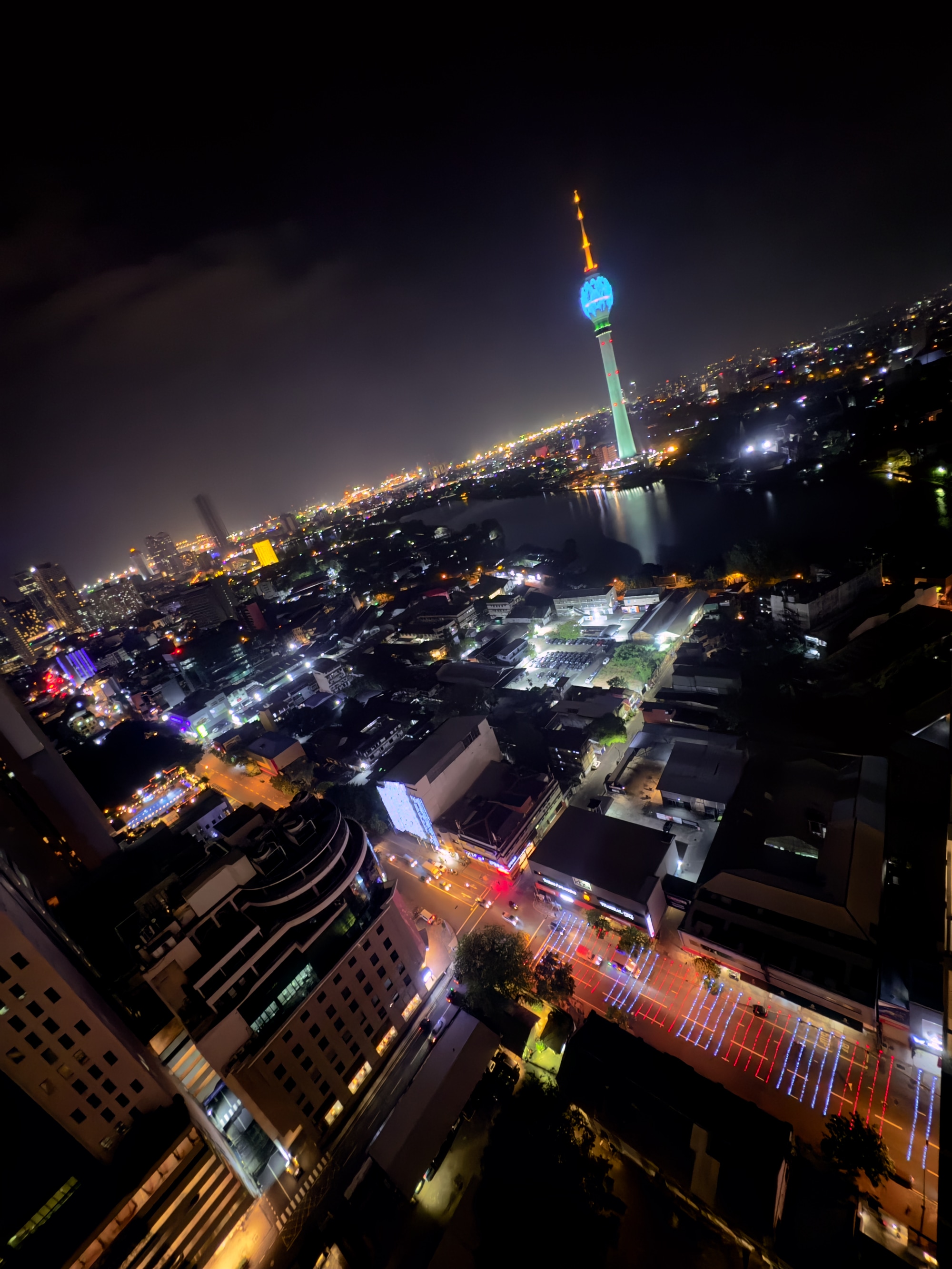 A panoramic view at Colombo at night.