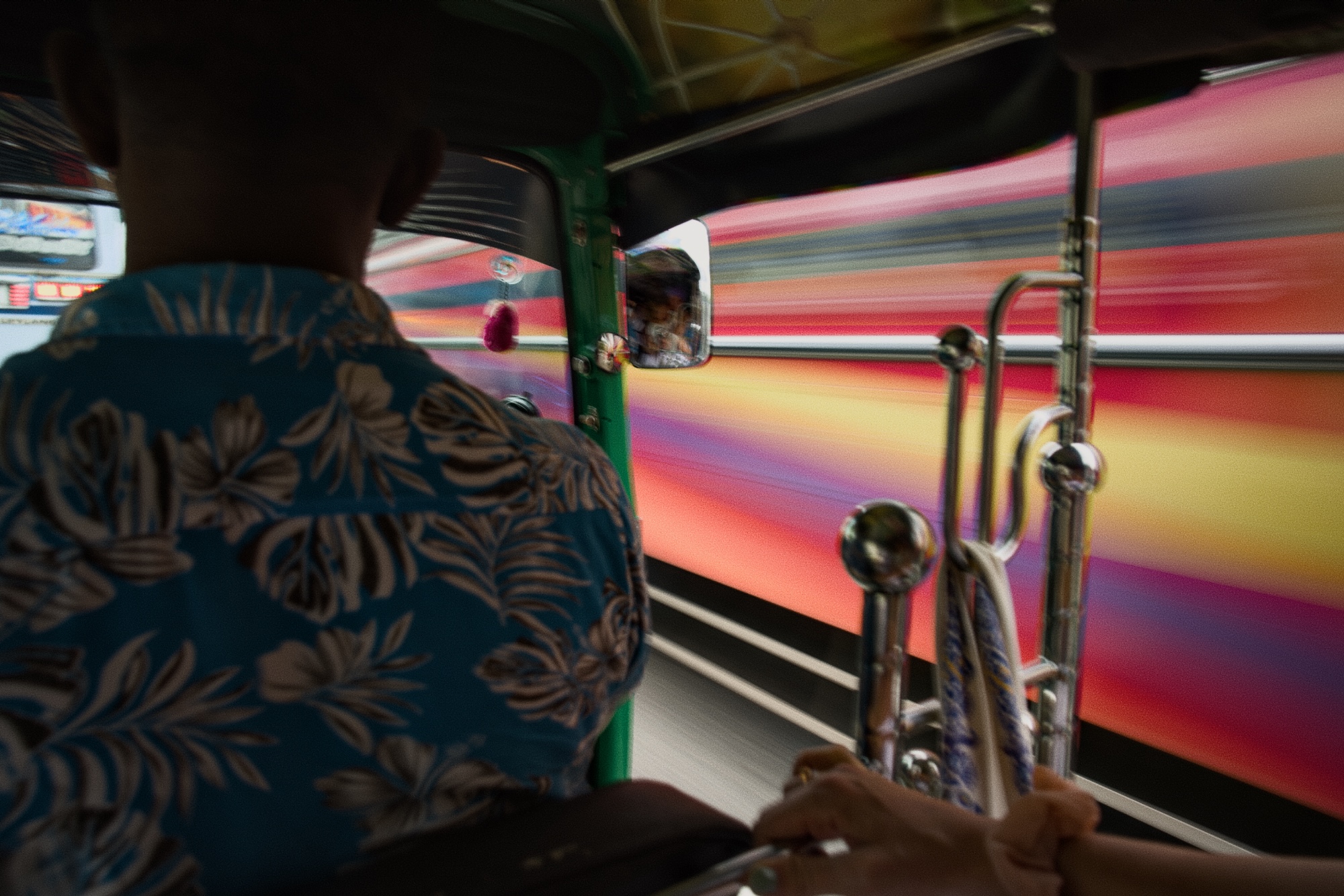 A blury picture takes at the night time ride by tuktuk in Sri Lanka. The driver was driving very fast.