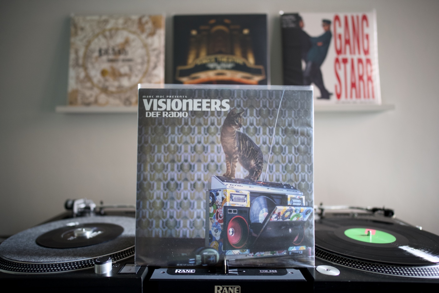 Vioneneers - &ldquo;Def Radio&rdquo; LP album sitting on my mixer between two Technics turntables